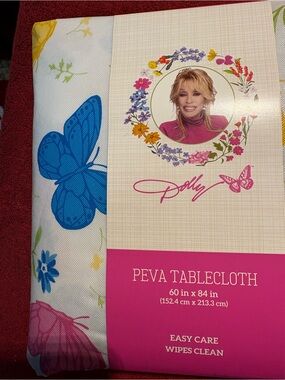 Dolly PEVA Butterfly Tablecloth in Blue and Pink